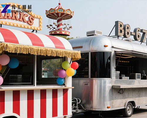 modern minimalist round trailer food truck