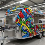 round mobile food truck with service window