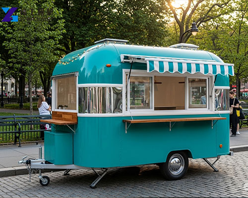 small round food trailer