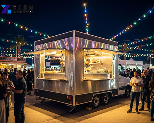 stainless steel square food trucks on display