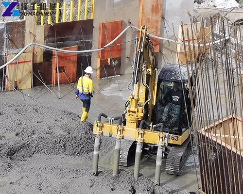 excavator-mounted concrete vibrator