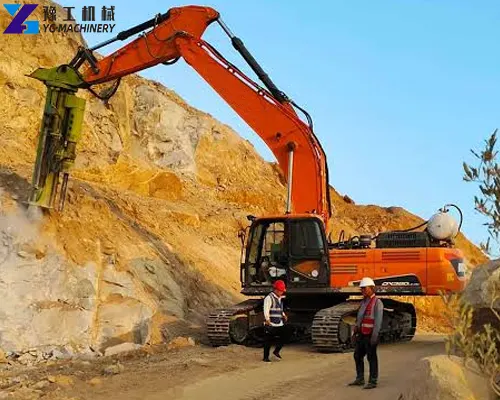 excavator-mounted drilling and splitting machine
